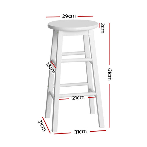 Artiss 2x Bar Stools Round Chairs Wooden White Chez Guru