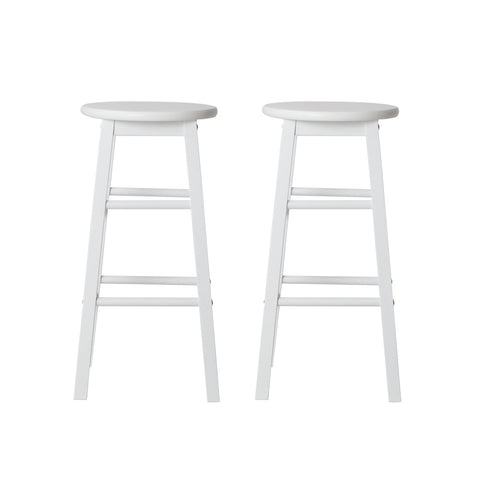 Artiss 2x Bar Stools Round Chairs Wooden White Chez Guru