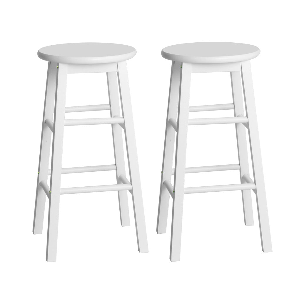 Artiss 2x Bar Stools Round Chairs Wooden White Chez Guru