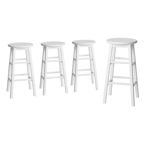 Artiss 4x Bar Stools Round Chairs Wooden White Chez Guru