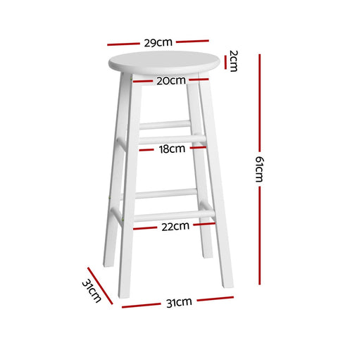 Artiss 4x Bar Stools Round Chairs Wooden White Chez Guru