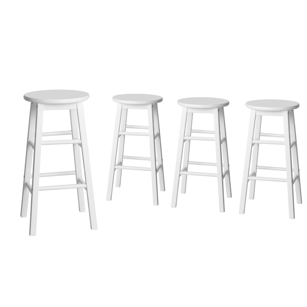 Artiss 4x Bar Stools Round Chairs Wooden White Chez Guru