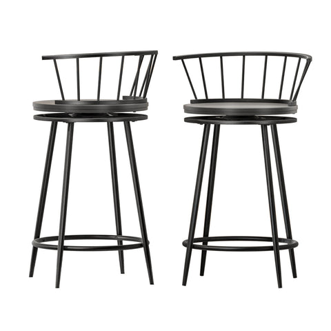 Artiss 2x Bar Stools Swivel Metal Chairs Chez Guru
