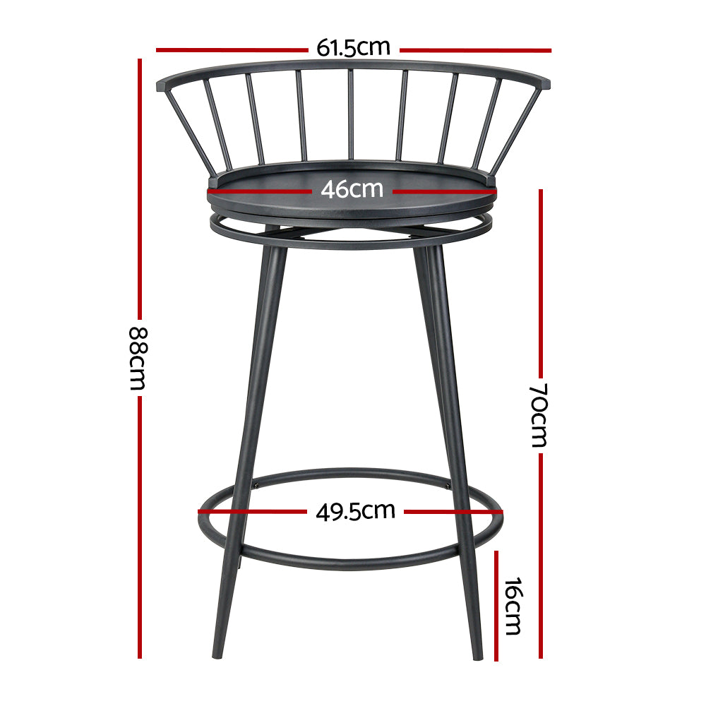 Artiss 2x Bar Stools Swivel Metal Chairs Chez Guru