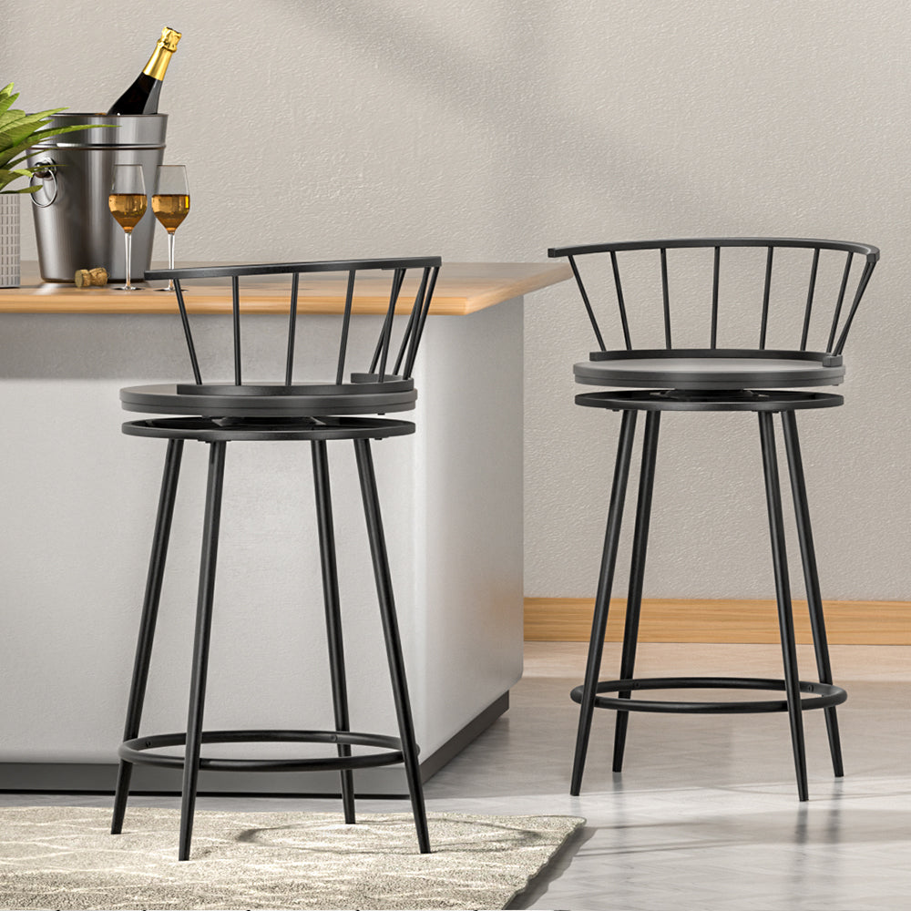 Artiss 2x Bar Stools Swivel Metal Chairs Chez Guru