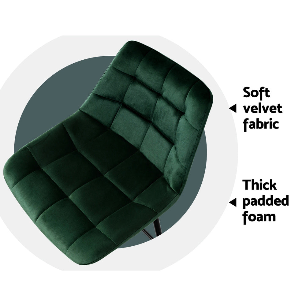 Artiss 2x Bar Stools Velvet Chairs Green Chez Guru