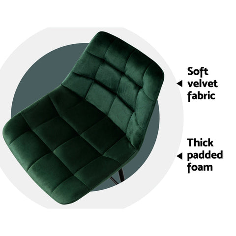 Artiss 2x Bar Stools Velvet Chairs Green Chez Guru