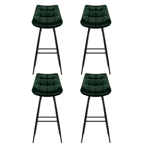 Artiss 4x Bar Stools Velvet Chairs Green Chez Guru