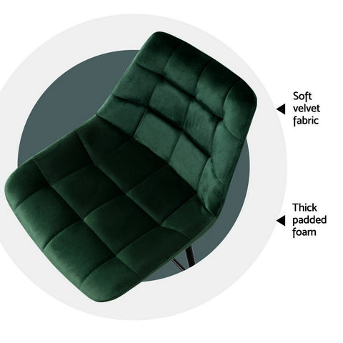 Artiss 4x Bar Stools Velvet Chairs Green Chez Guru