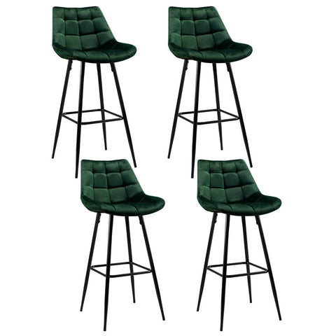 Artiss 4x Bar Stools Velvet Chairs Green Chez Guru