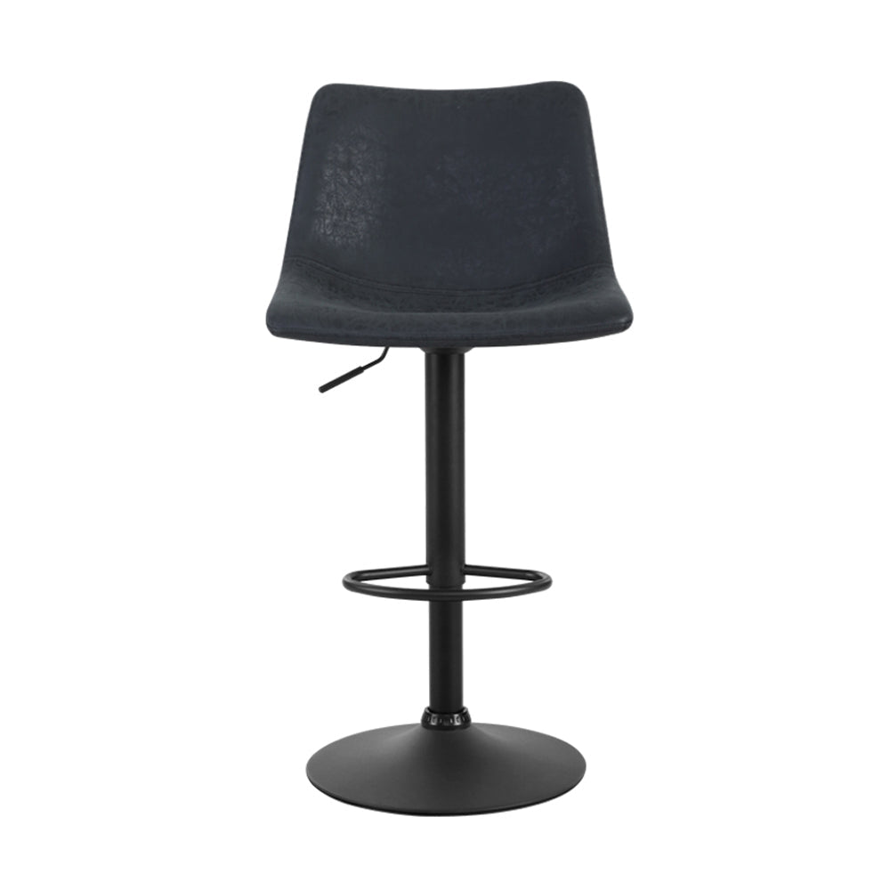 Artiss 2x Bar Stools Vintage Leather Swivel Gas Lift Black Chez Guru