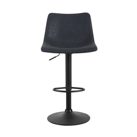 Artiss 2x Bar Stools Vintage Leather Swivel Gas Lift Black Chez Guru