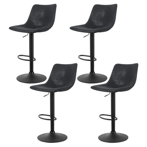 Artiss 4x Bar Stools Vintage Leather Swivel Gas Lift Black Chez Guru