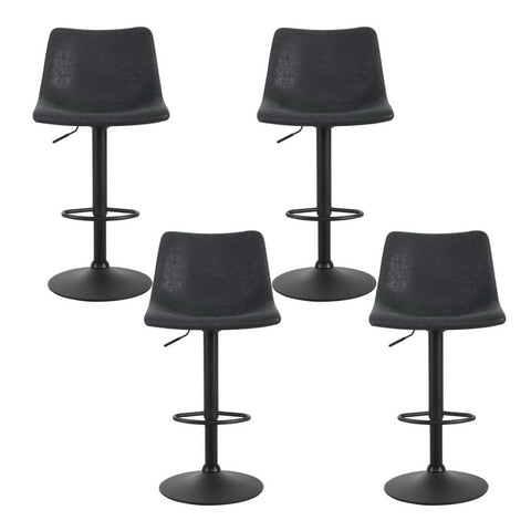 Artiss 4x Bar Stools Vintage Leather Swivel Gas Lift Black Chez Guru