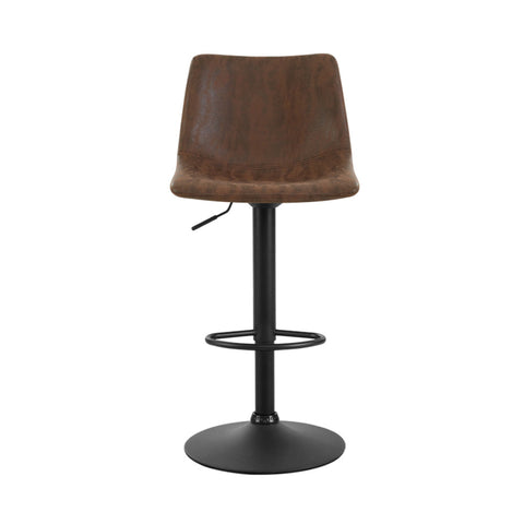 Artiss 2x Bar Stools Vintage Leather Swivel Gas Lift Brown Chez Guru