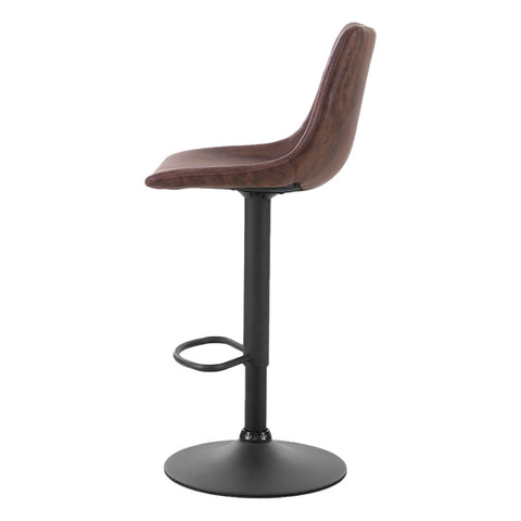 Artiss 2x Bar Stools Vintage Leather Swivel Gas Lift Brown Chez Guru