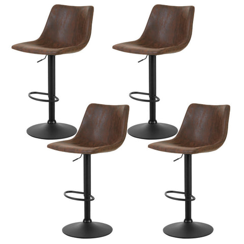 Artiss 4x Bar Stools Vintage Leather Swivel Gas Lift Brown Chez Guru