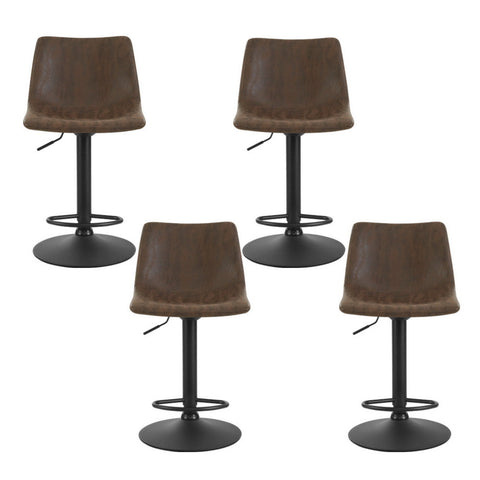 Artiss 4x Bar Stools Vintage Leather Swivel Gas Lift Brown Chez Guru