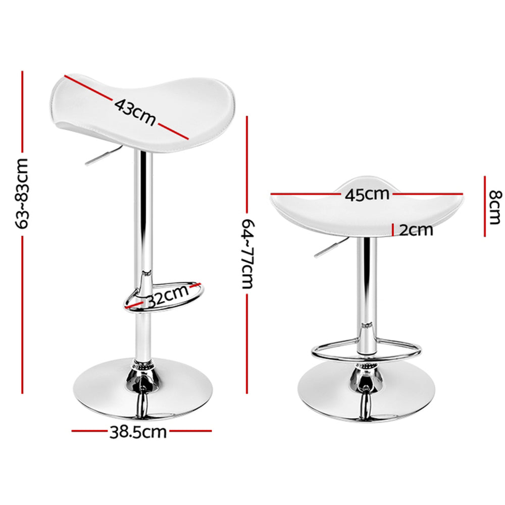 Artiss 4x Bar Stools Leather Gas Lift Chair White Chez Guru