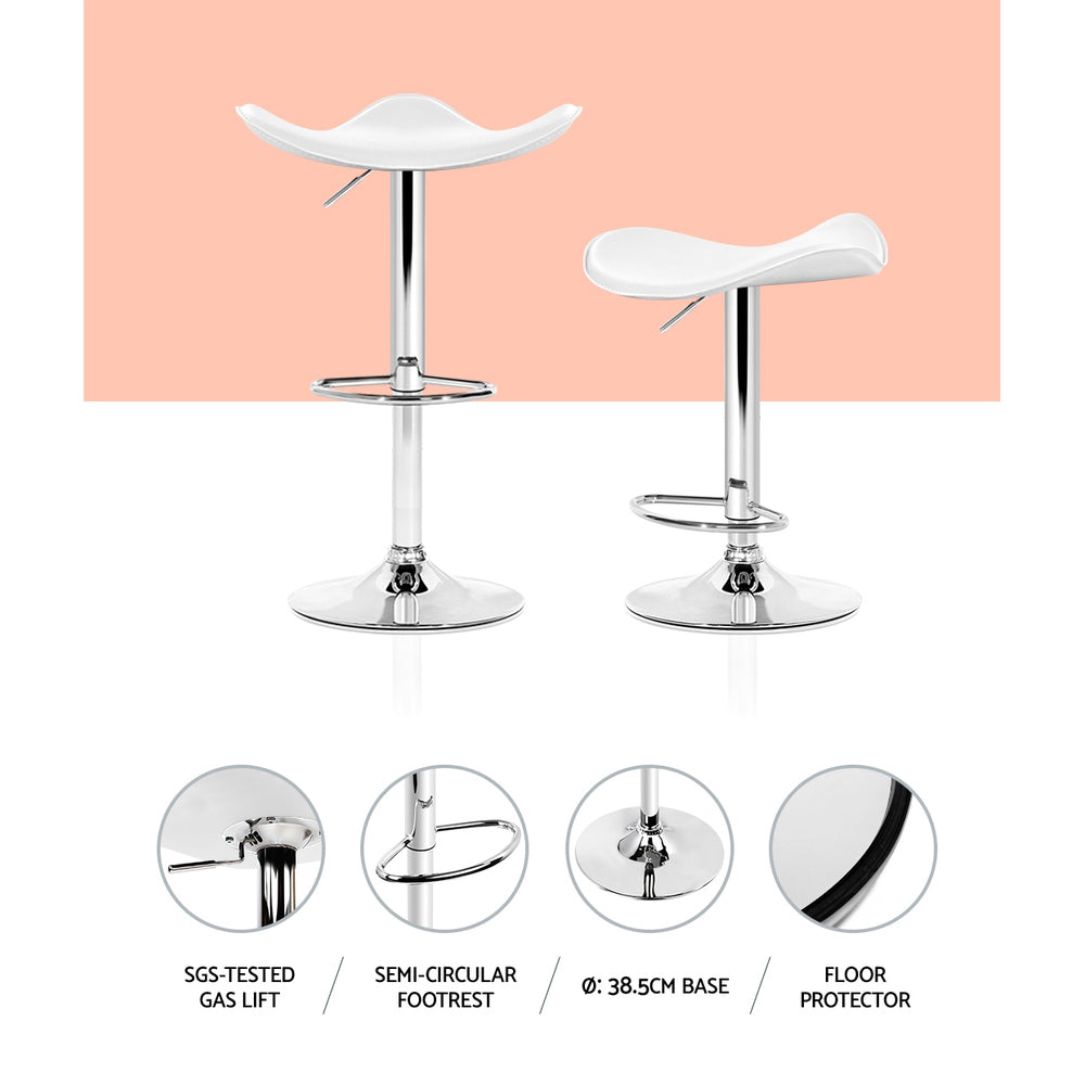 Artiss 4x Bar Stools Leather Gas Lift Chair White Chez Guru