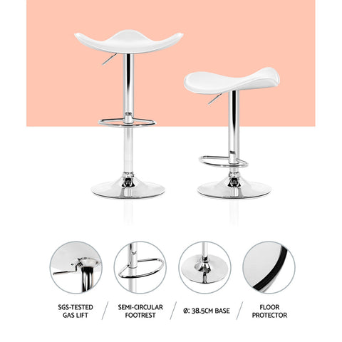 Artiss 4x Bar Stools Leather Gas Lift Chair White Chez Guru