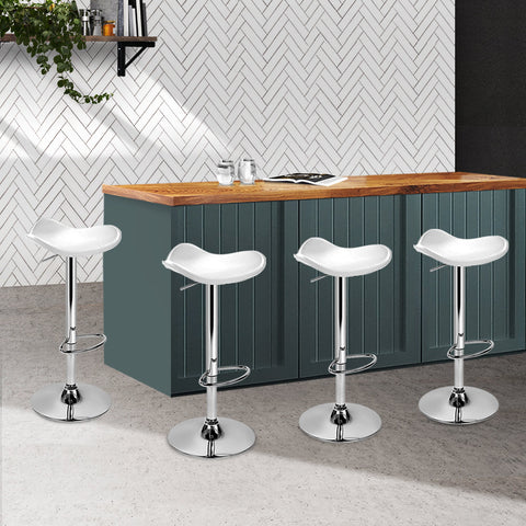 Artiss 4x Bar Stools Leather Gas Lift Chair White Chez Guru