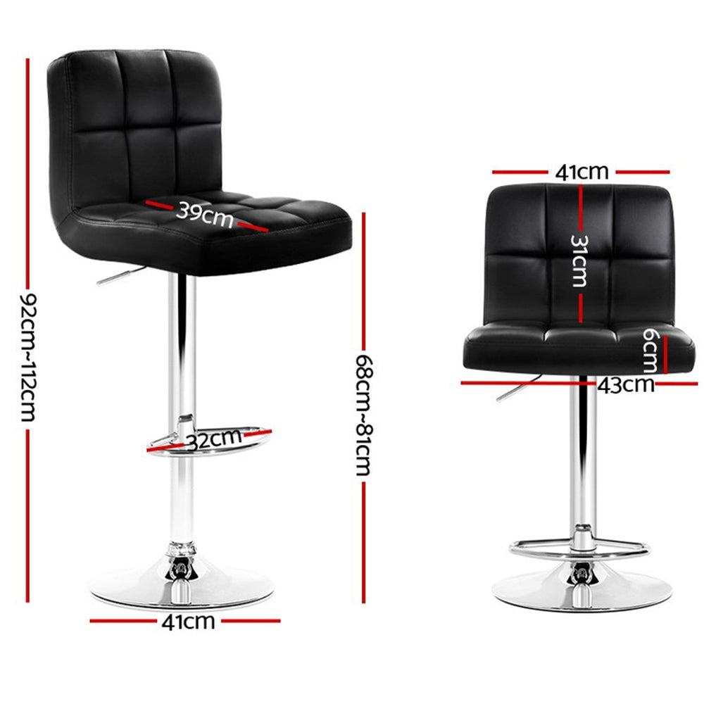 Artiss 4x Bar Stools Leather Gas Lift Black Chez Guru