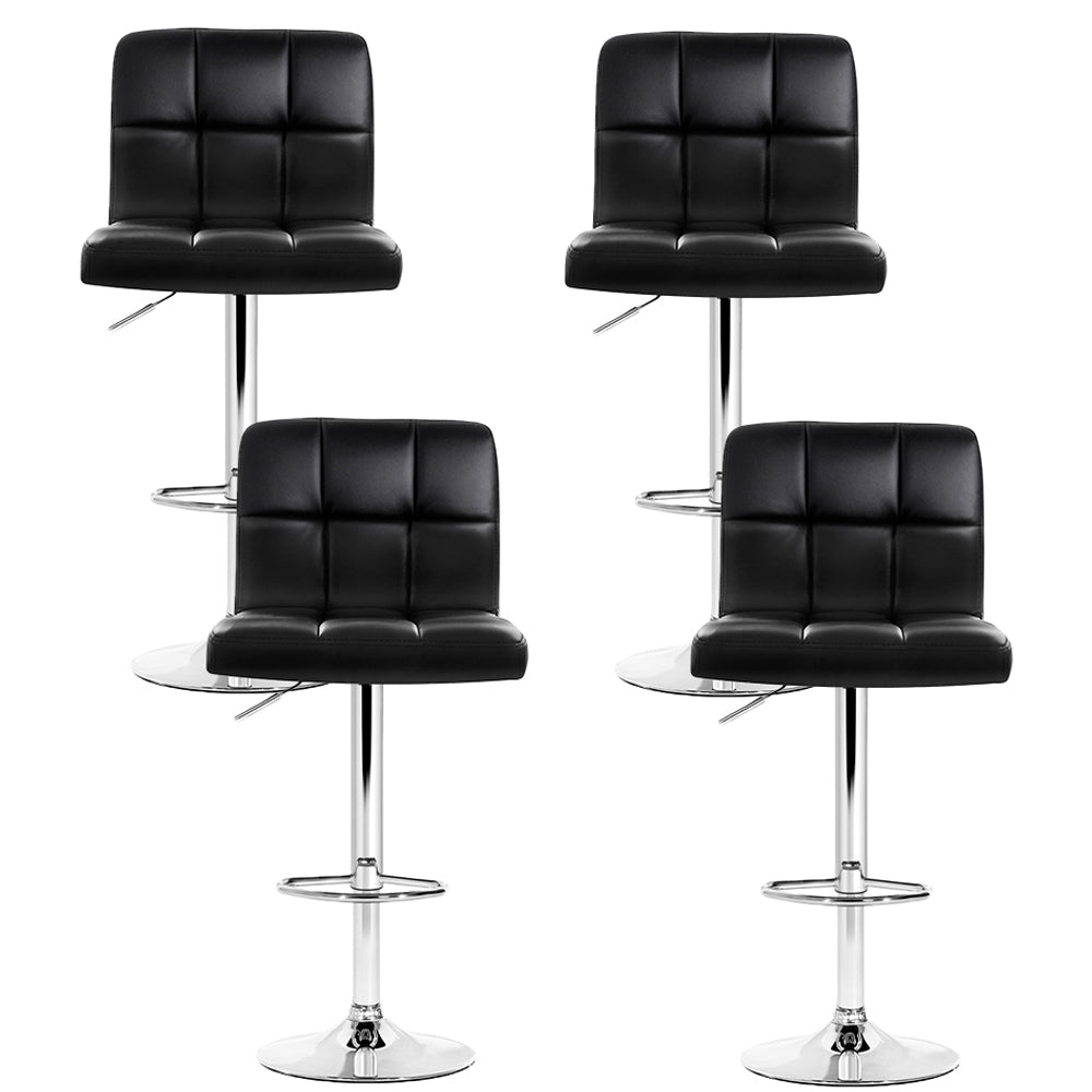 Artiss 4x Bar Stools Leather Gas Lift Black Chez Guru