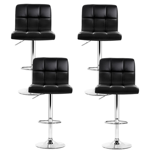 Artiss 4x Bar Stools Leather Gas Lift Black Chez Guru
