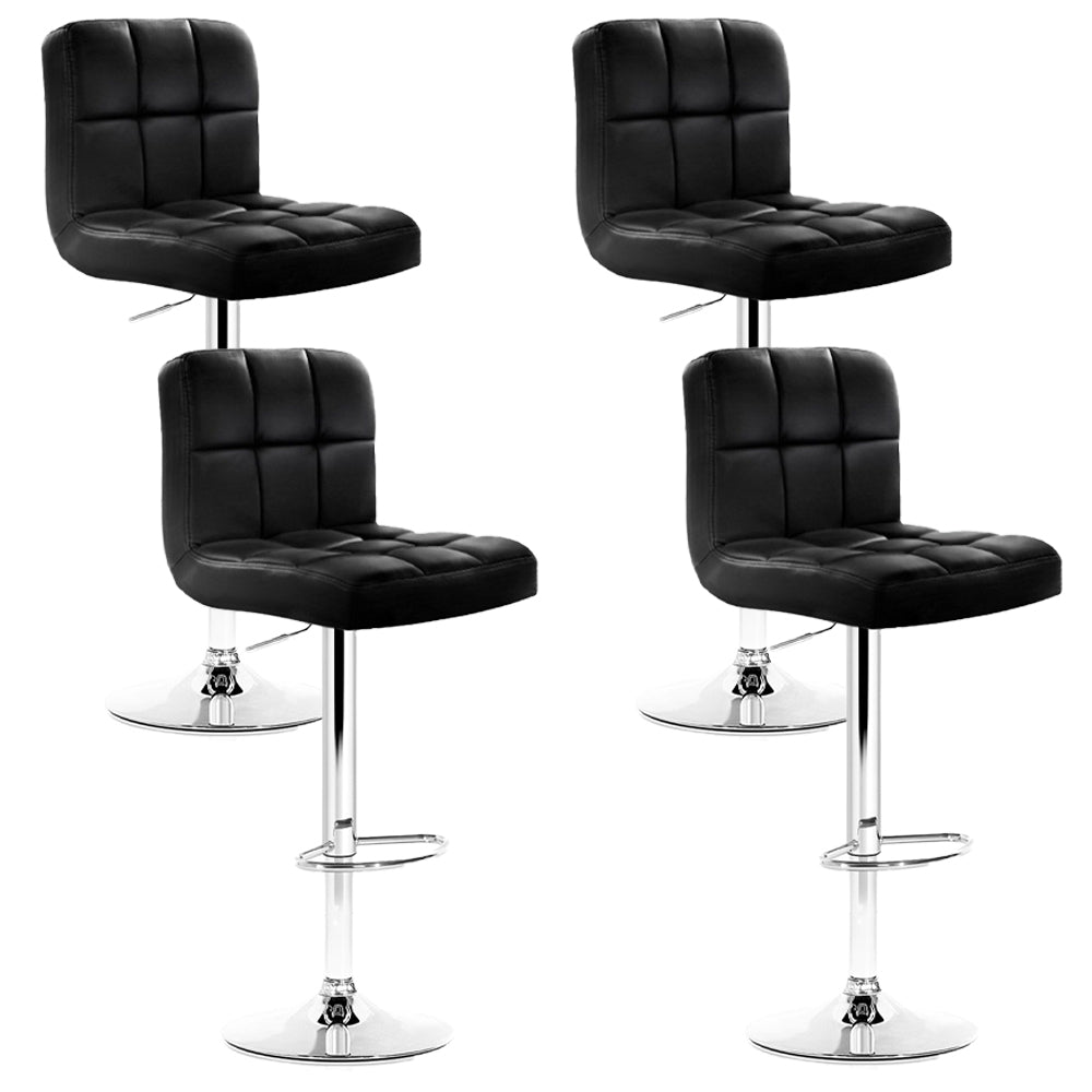 Artiss 4x Bar Stools Leather Gas Lift Black Chez Guru