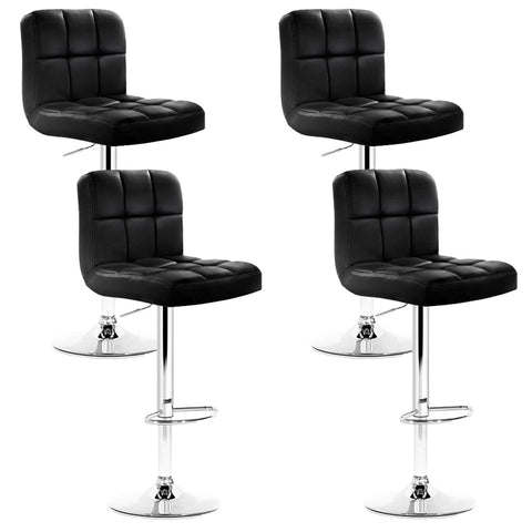 Artiss 4x Bar Stools Leather Gas Lift Black Chez Guru