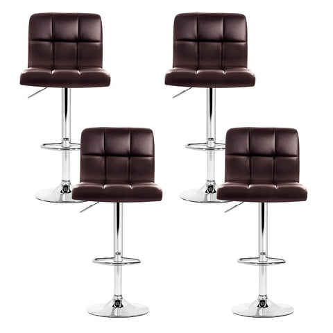 Artiss 4x Bar Stools Leather Gas Lift Brown Chez Guru
