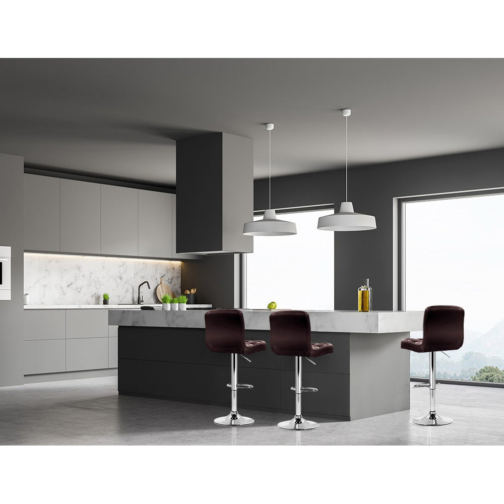 Artiss 4x Bar Stools Leather Gas Lift Brown Chez Guru