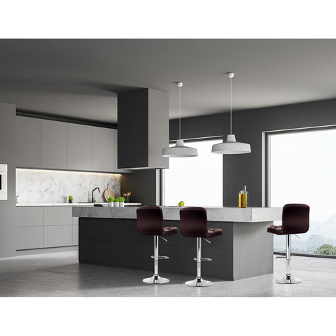 Artiss 4x Bar Stools Leather Gas Lift Brown Chez Guru