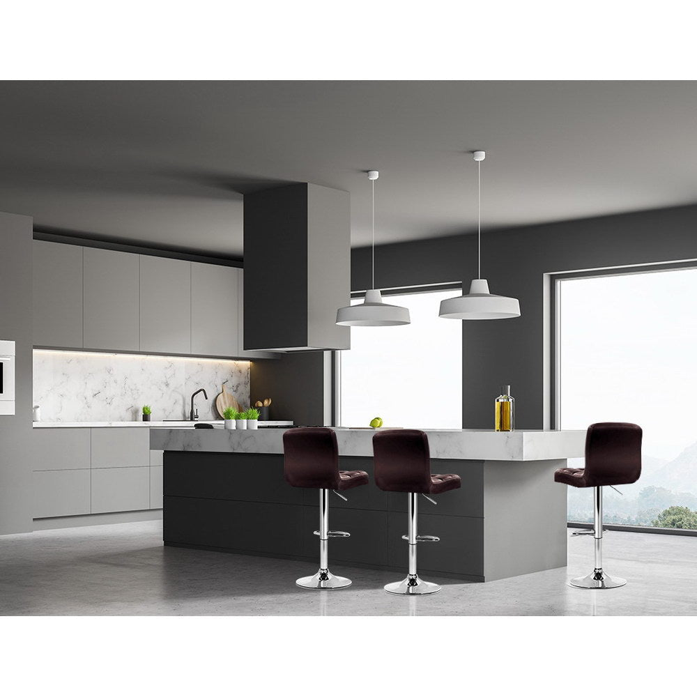 Artiss 4x Bar Stools Leather Gas Lift Brown Chez Guru