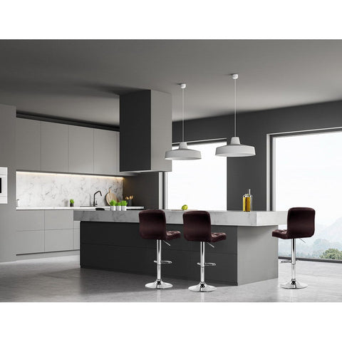 Artiss 4x Bar Stools Leather Gas Lift Brown Chez Guru