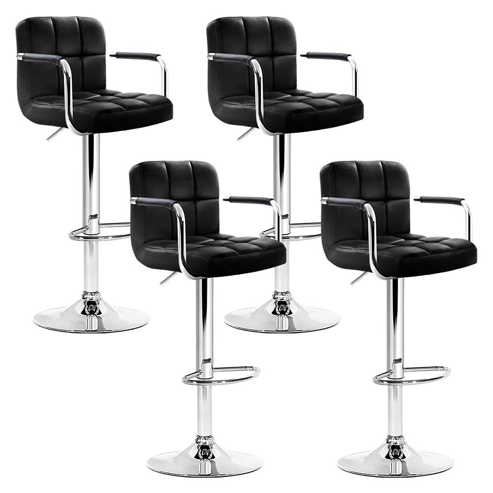 Artiss 4x Bar Stools Leather Gas Lift w/Armrest Black Chez Guru