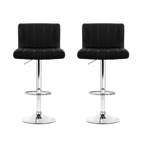 Artiss 2x Bar Stools Gas Lift Leather Chairs Black Chez Guru