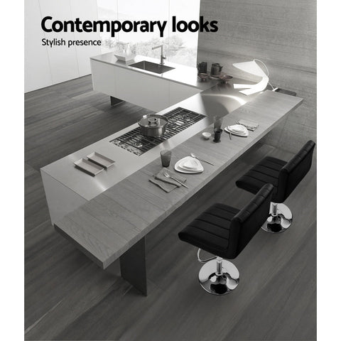 Artiss 2x Bar Stools Gas Lift Leather Chairs Black Chez Guru