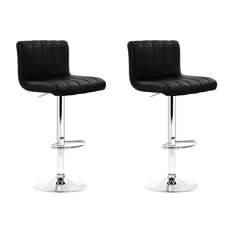 Artiss 2x Bar Stools Gas Lift Leather Chairs Black Chez Guru