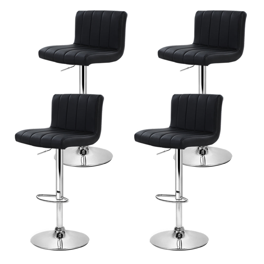 Artiss 4x Bar Stools Gas Lift Leather Black Chez Guru