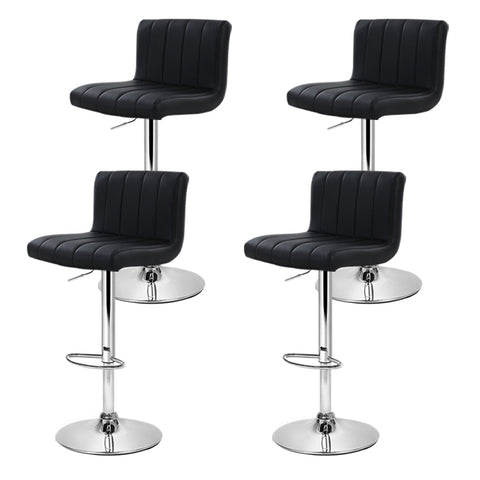 Artiss 4x Bar Stools Gas Lift Leather Black Chez Guru