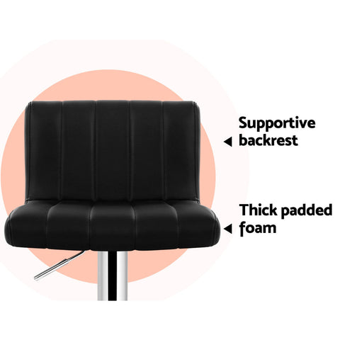 Artiss 4x Bar Stools Gas Lift Leather Black Chez Guru