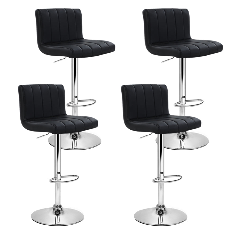 Artiss 4x Bar Stools Gas Lift Leather Black Chez Guru