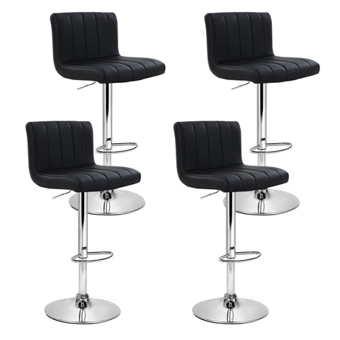 Artiss 4x Bar Stools Gas Lift Leather Black Chez Guru