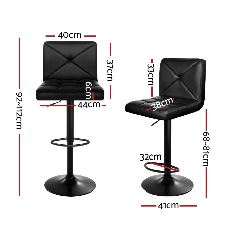 Artiss 4x Bar Stools Gas Lift Leather Chair Black Chez Guru