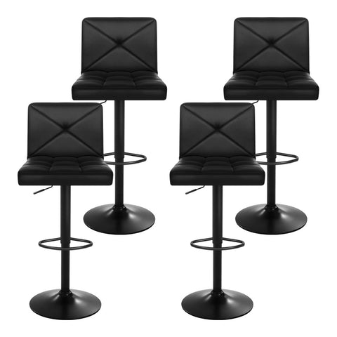 Artiss 4x Bar Stools Gas Lift Leather Chair Black Chez Guru
