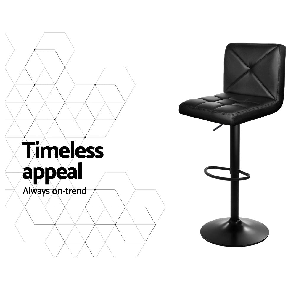 Artiss 4x Bar Stools Gas Lift Leather Chair Black Chez Guru