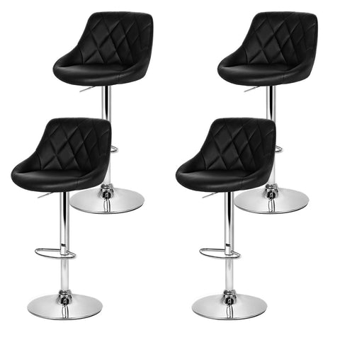 Artiss 4x Bar Stools Leather Padded Gas Lift Black Chez Guru