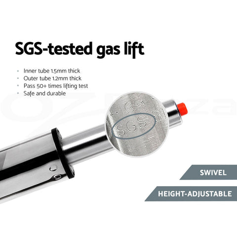 Artiss 2x Bar Stools Leather Padded Gas Lift Grey Chez Guru